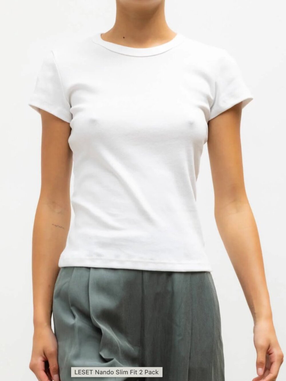 Leset Ribbed White tee- Small - Picture 5 of 6
